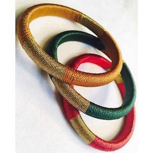 Rare Handmade Fabric Wrapped 3 Bracelets